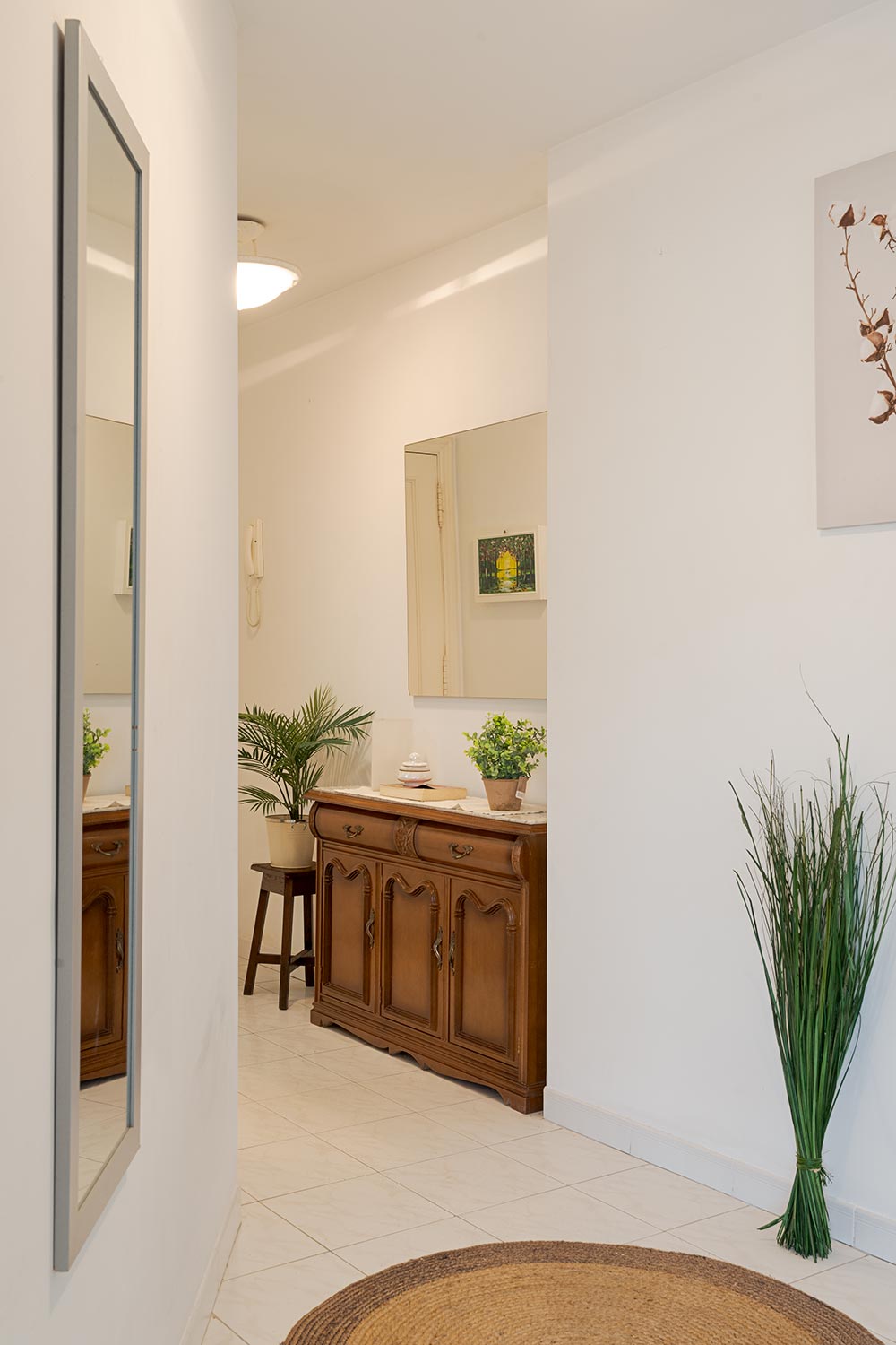 Recibidor luminoso con decoración natural en vivienda en venta en Sada, gestionado por Morando Inmobiliaria.