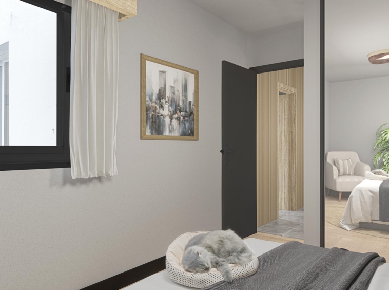 Propuesta de diseño moderno para dormitorio en piso en venta en Sada, Morando Inmobiliaria.